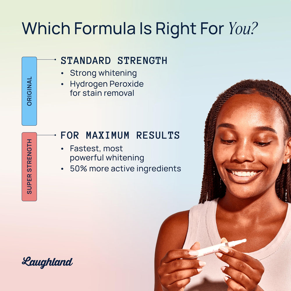 Clean ingredients and enamel-safe formula visuals for Laughland whitening
