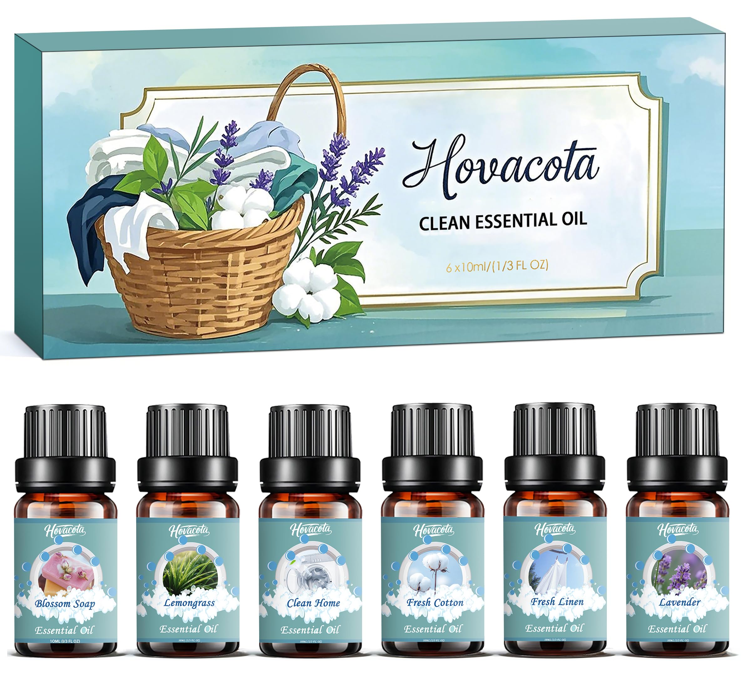 Packaging for Laundry Essential Oils Set in gift box.
