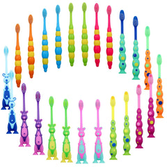 Lauwell 36-piece toddler toothbrush set with soft bristles and animal designs