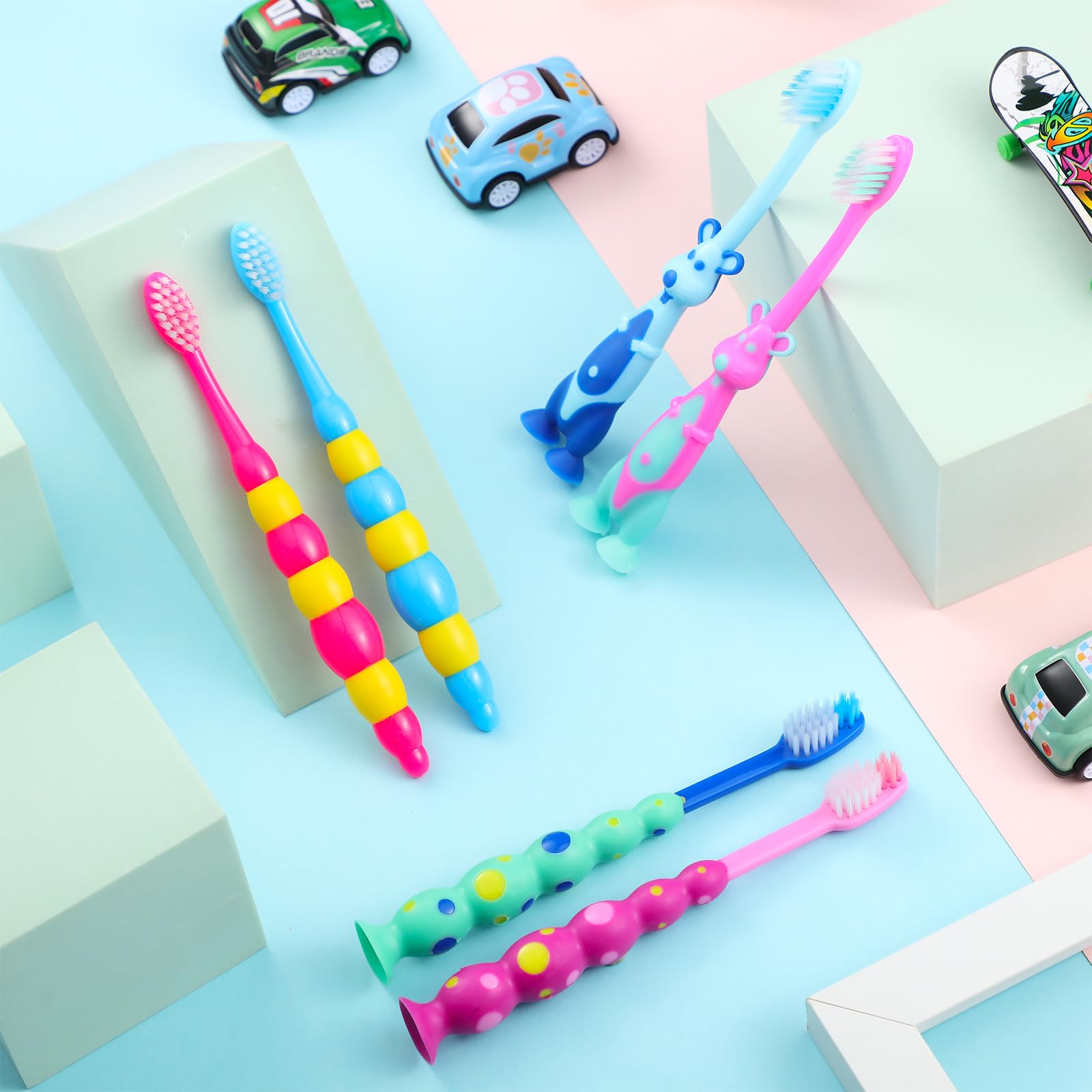 Anti-slip handles on Lauwell toddler toothbrushes designed for kids