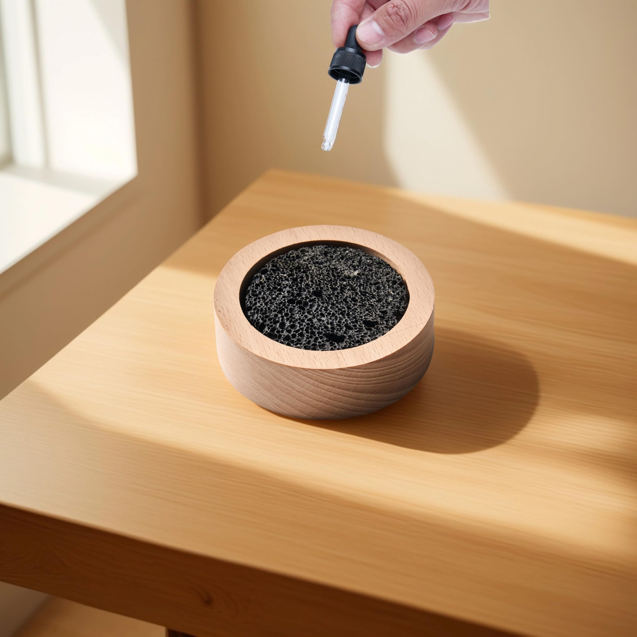 Lava rock diffuser in a bedroom for aromatherapy