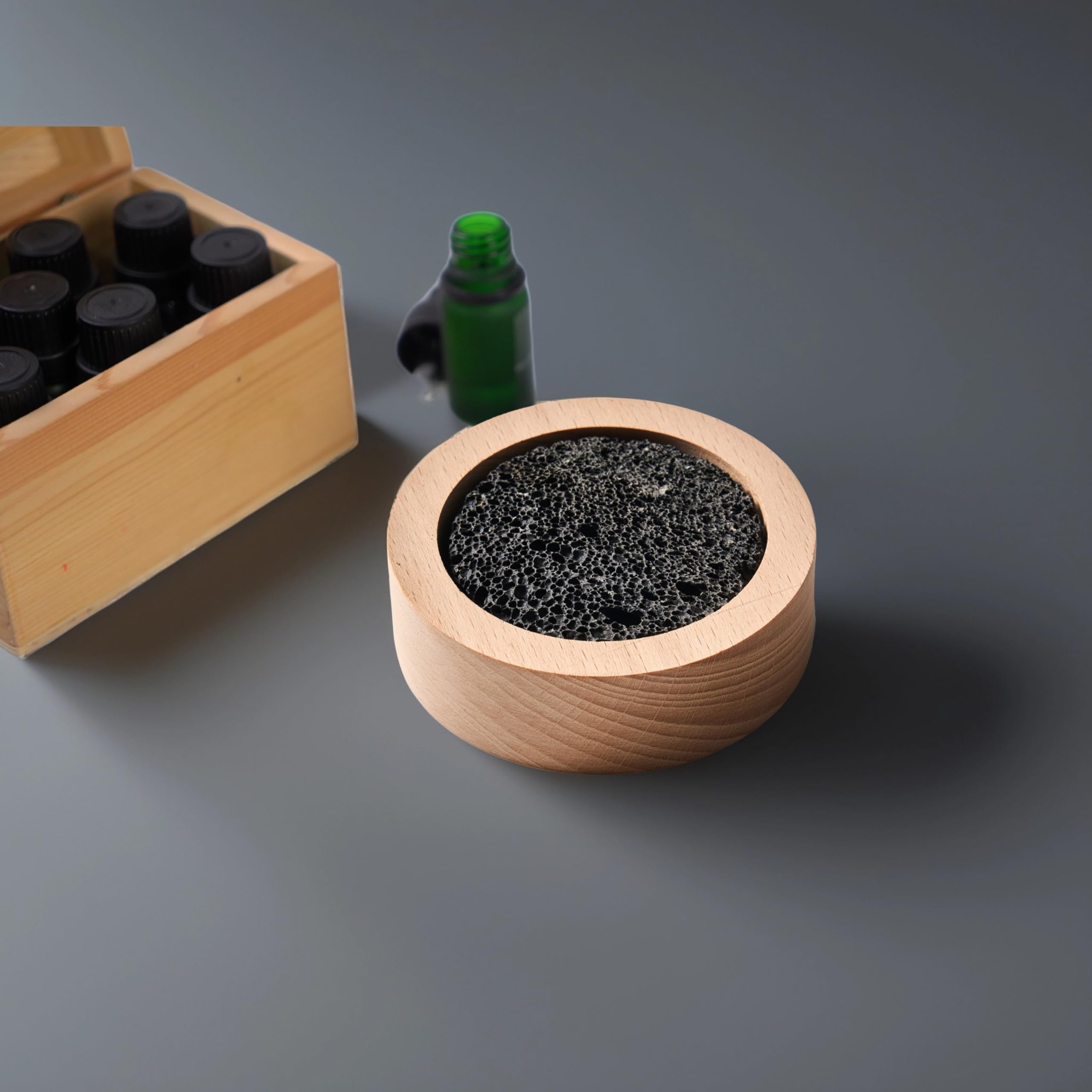 Close-up of the porous lava rock diffuser