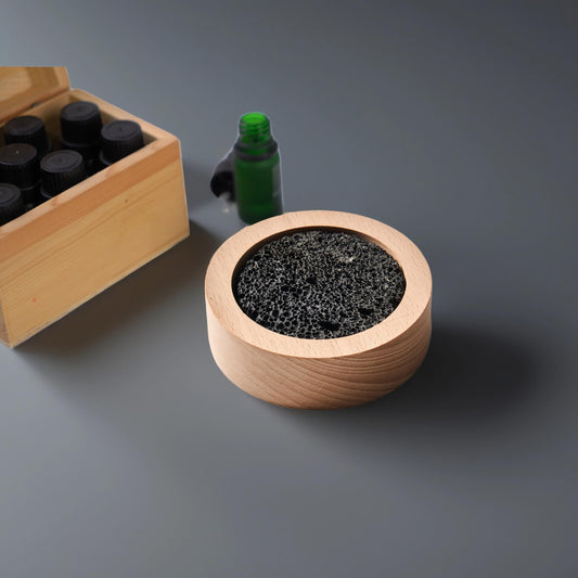 Close-up of the porous lava rock diffuser