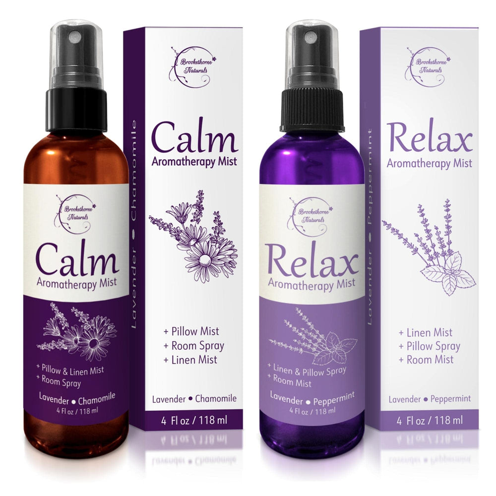 Two lavender aromatherapy mist bottles from the set
