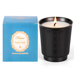 Lavender candle creating a cozy room ambiance