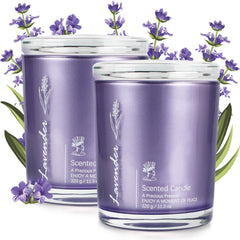 Two 23oz lavender candles in a 2-pack, front view