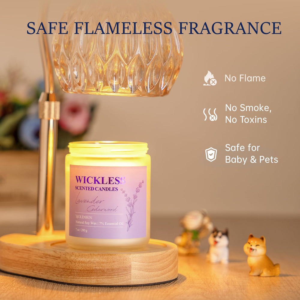 Wax melting evenly on a candle warmer without flame or soot