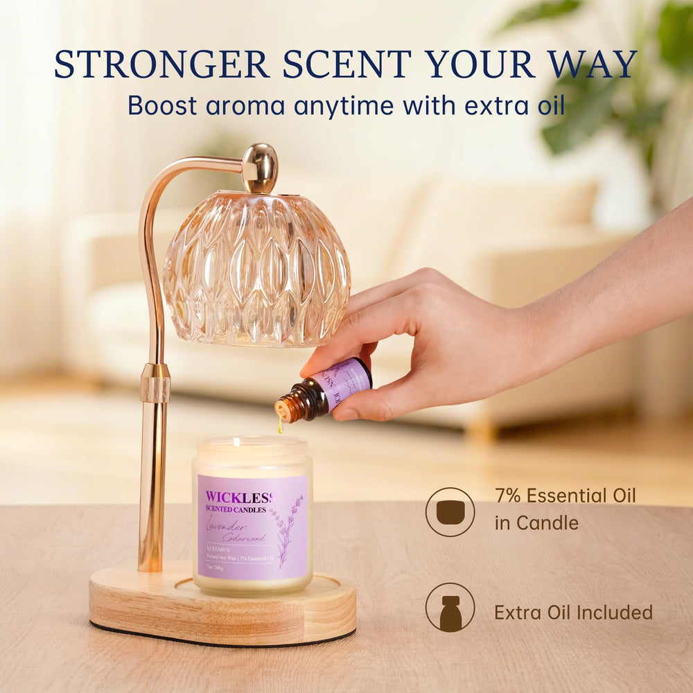 10ml essential oil bottle included with the wickless candle