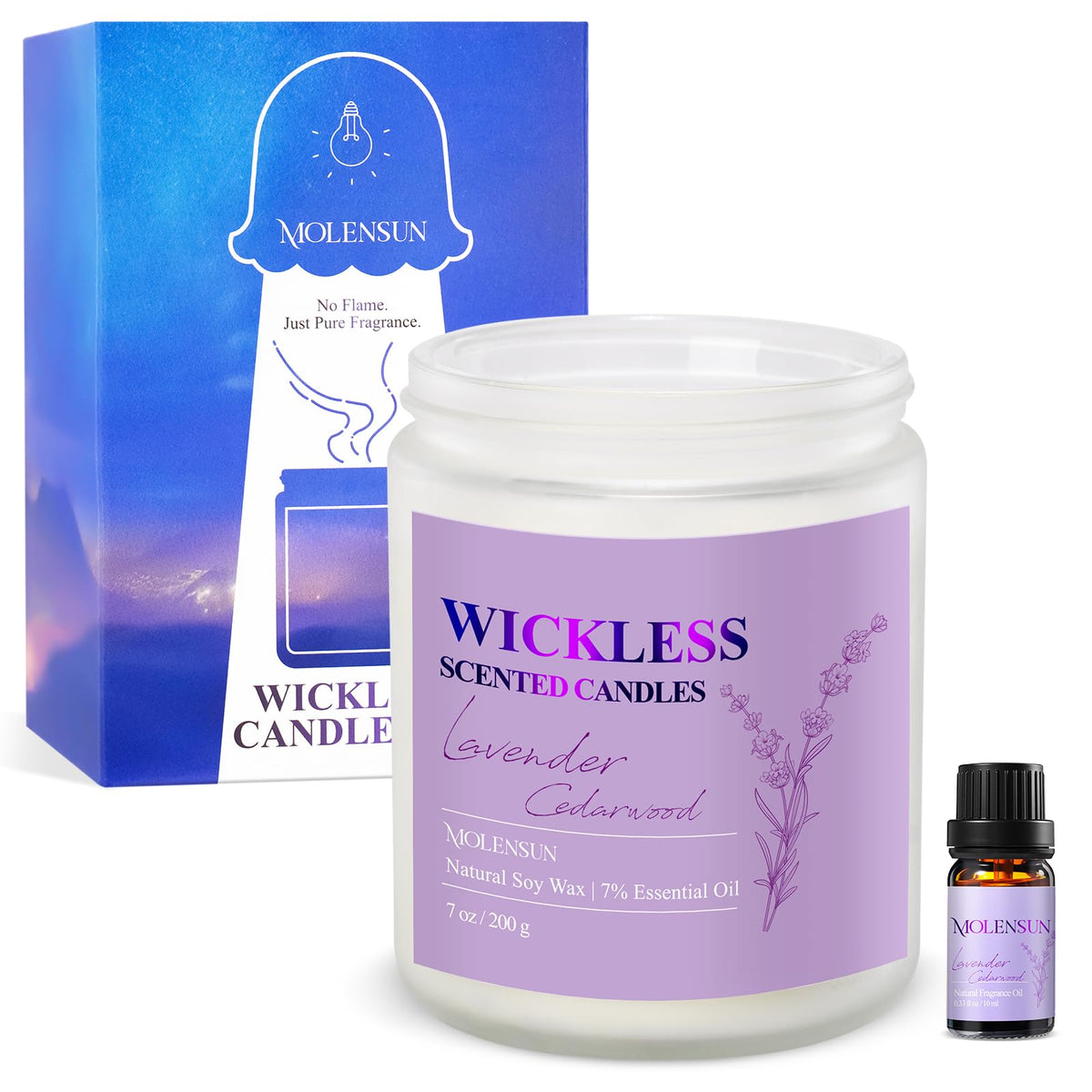 Lavender Cedarwood wickless soy candle in glass jar for candle warmer lamp