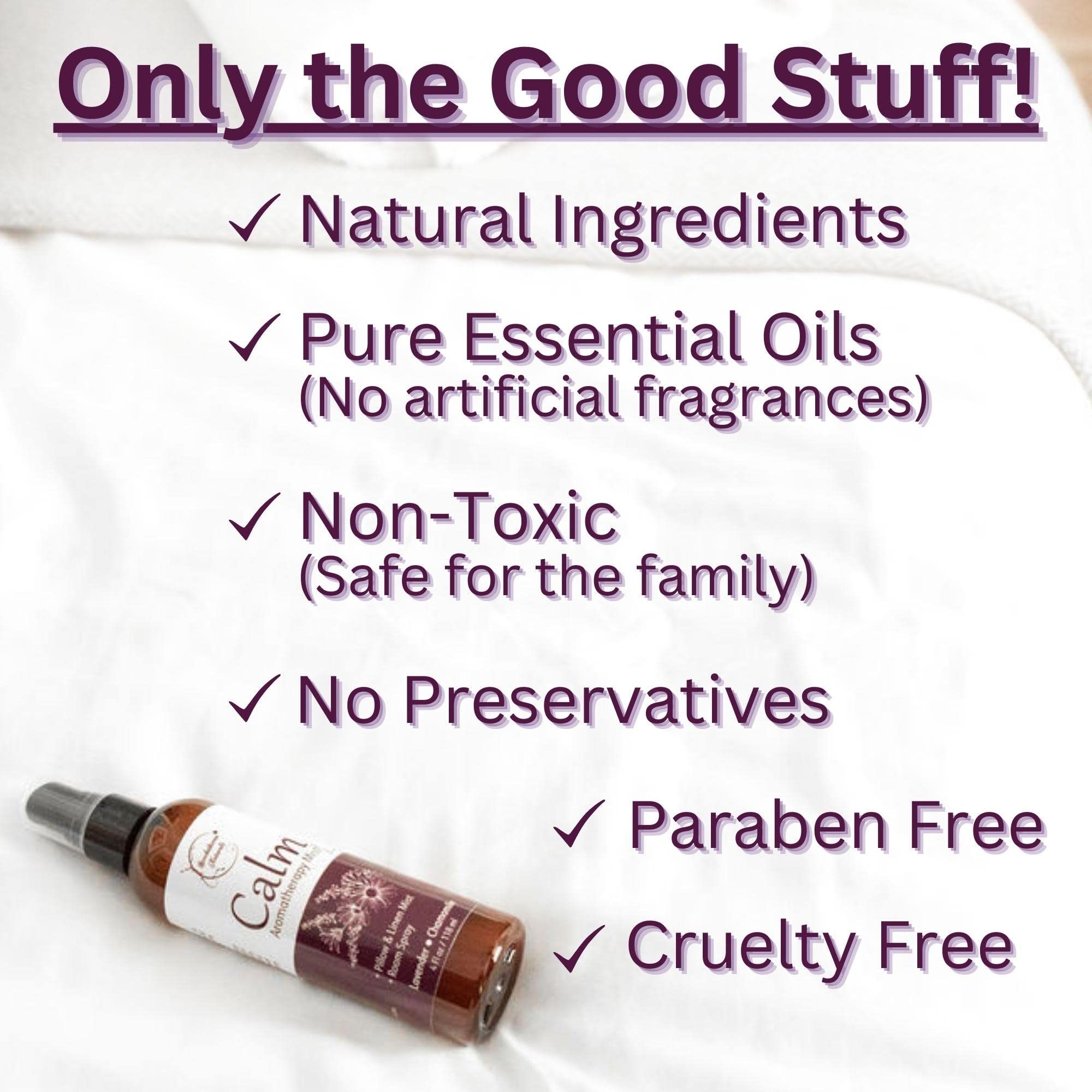 Label showing lavender and chamomile ingredients
