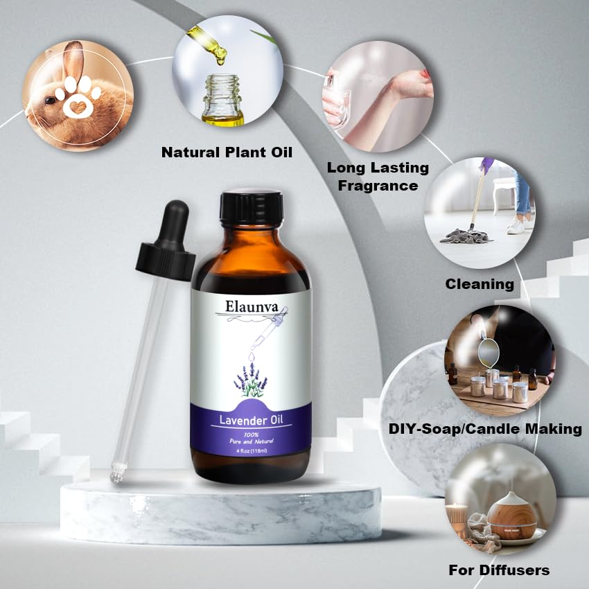 Diffuser scene with lavender essential oil nearby