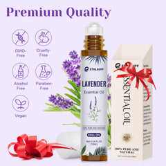 Box packaging and lavender essential oil roll-on for sleep and relaxation