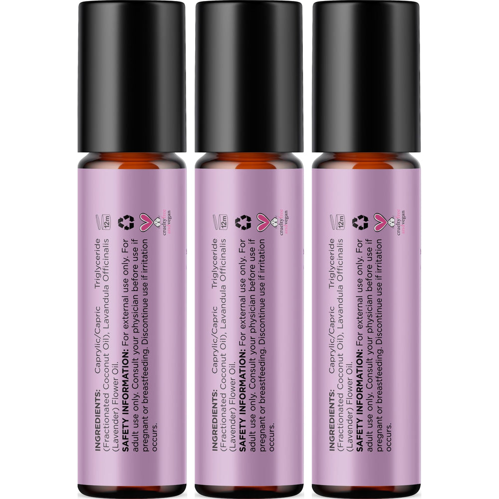 Roll-on bottle with lavender flowers and soft focus