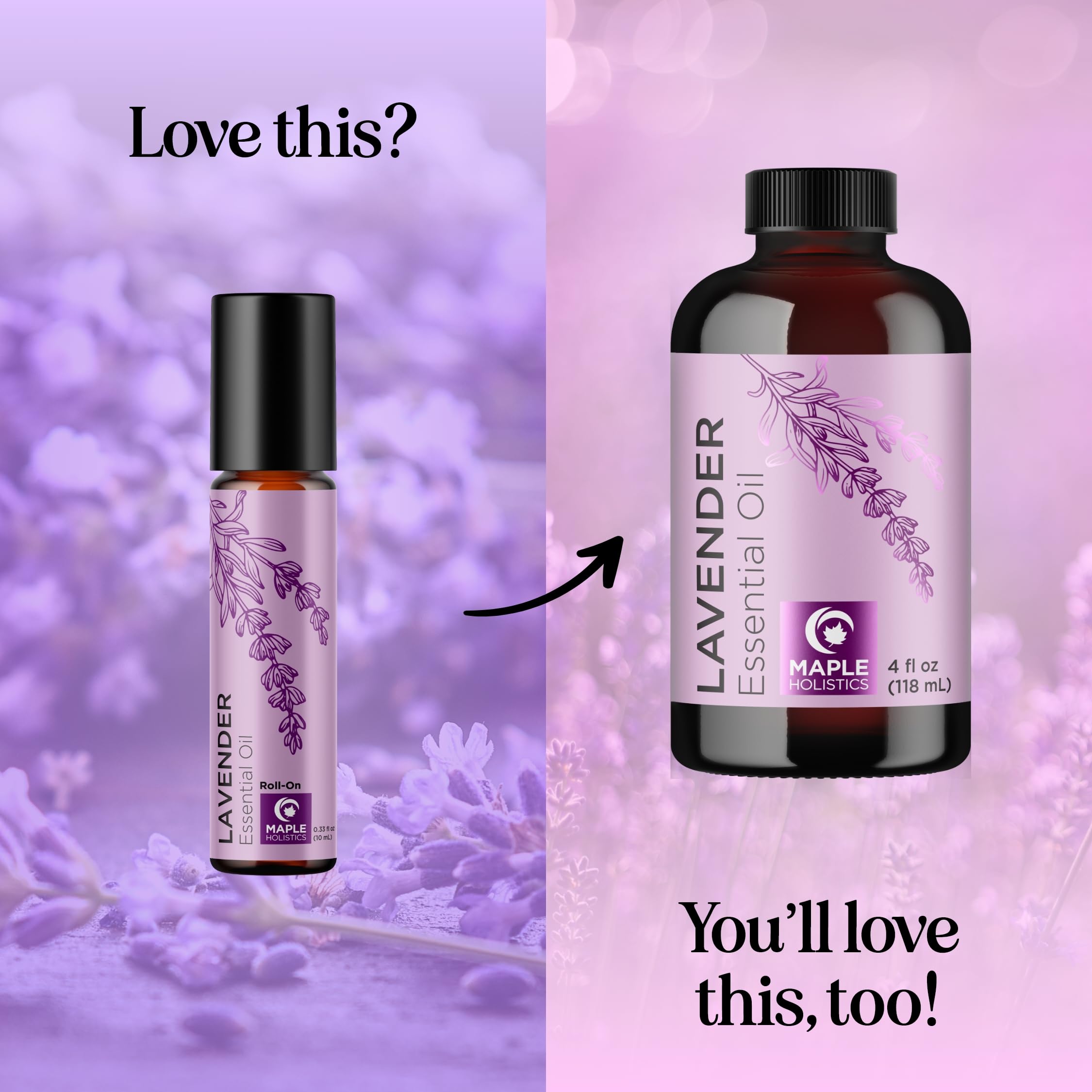 Lavender essential oil roll-on bottle