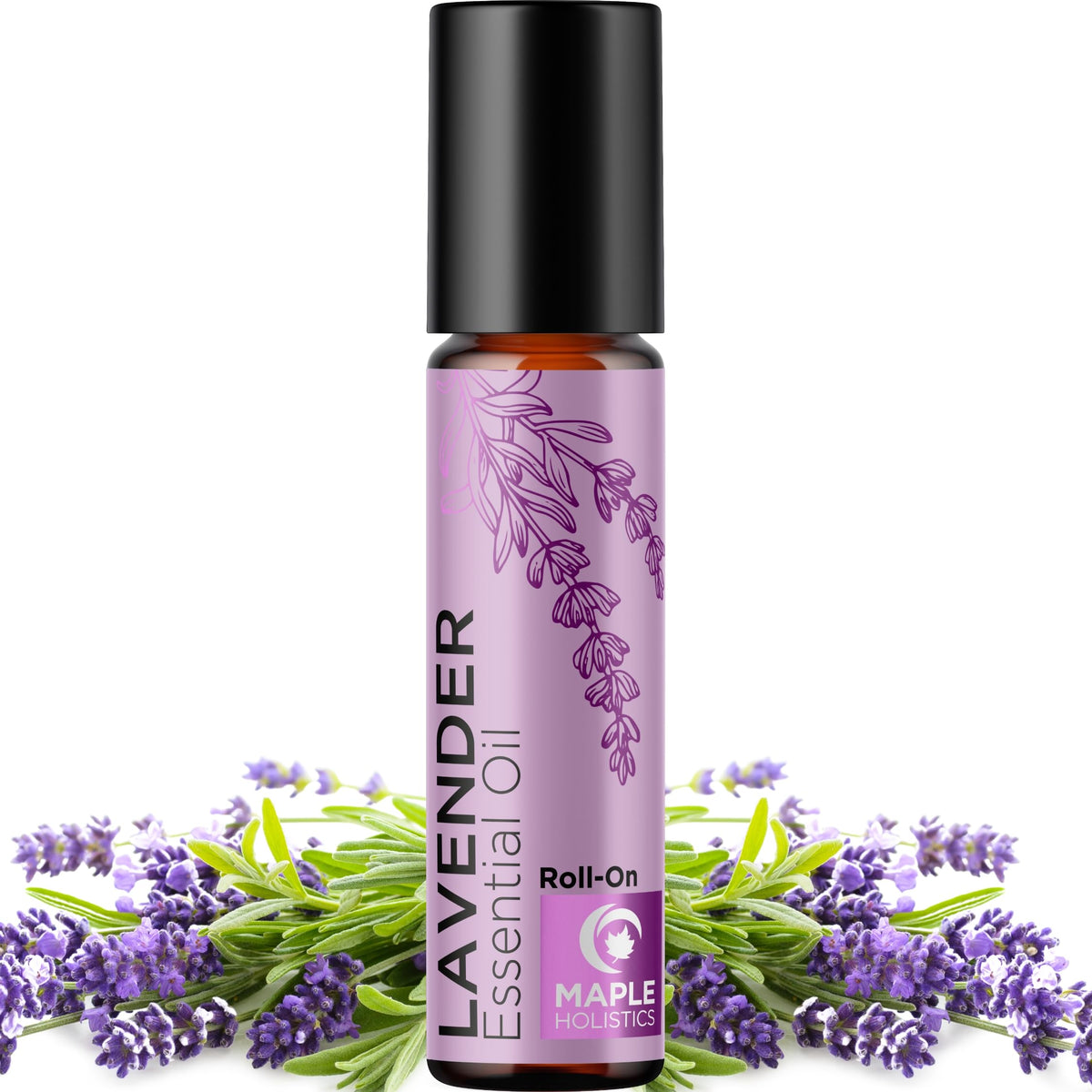 Front view of Lavender Essential Oil Roll-On bottle