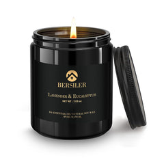 Lavender Eucalyptus scented candle in masculine black gift box