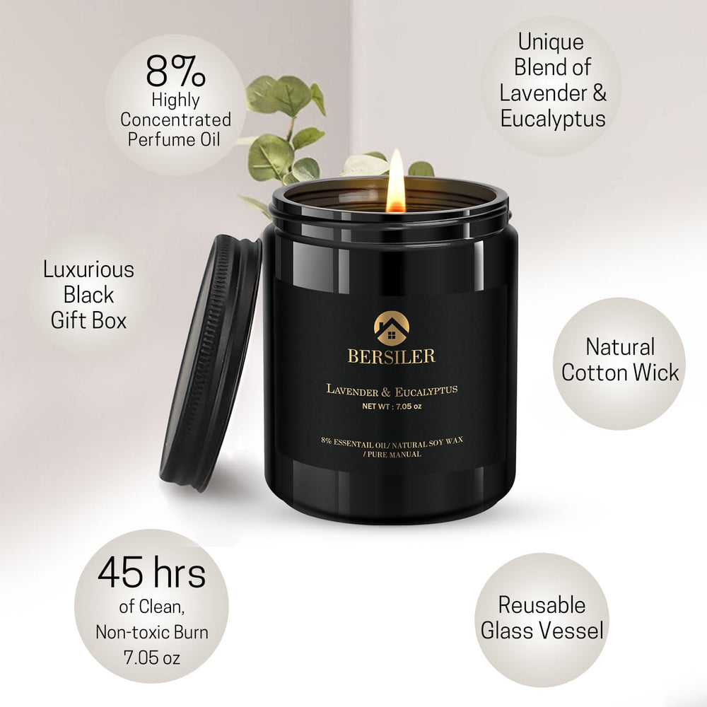 Luxurious masculine candle packaging showing gold line on black box