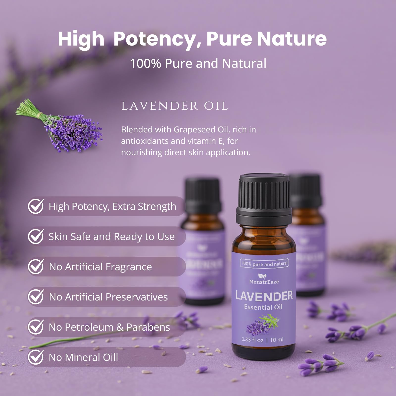 Direct-application lavender essential oil on skin
