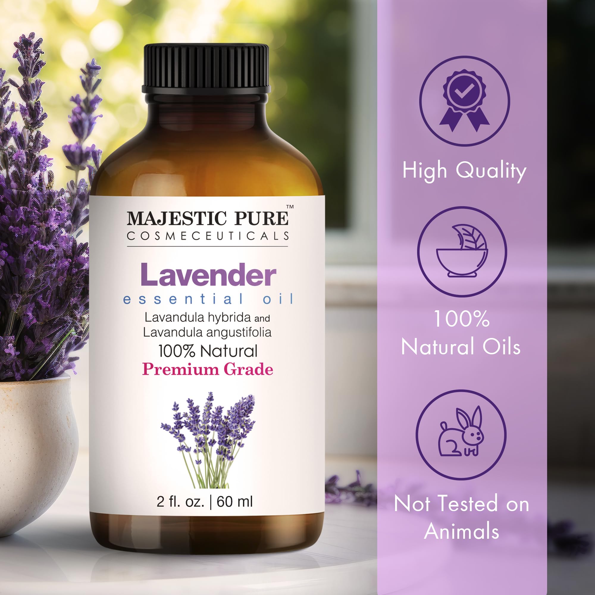 Lavender oil suitable for aromatherapy sessions.
