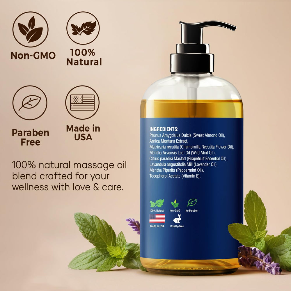 Lavender essential oil in the massage oil blend