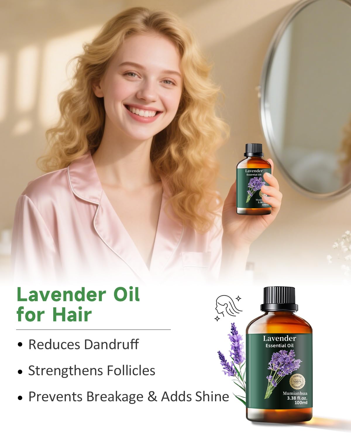 Lavender oil for scalp care and hair conditioning