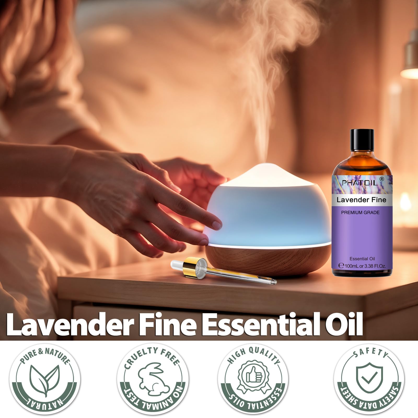 Lavender essential oil used in soaps and candles for DIY projects