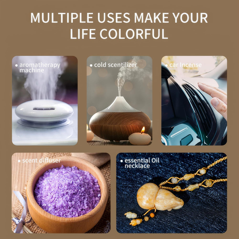 Lavender, Rose, Vanilla, Sandalwood, Freesia and Deep Ocean bottles