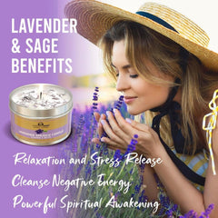 Lavender Sage Smudge Candle 6oz in packaging