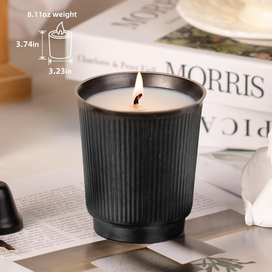 Lavender scented candle in black ceramic cup (14) with lid