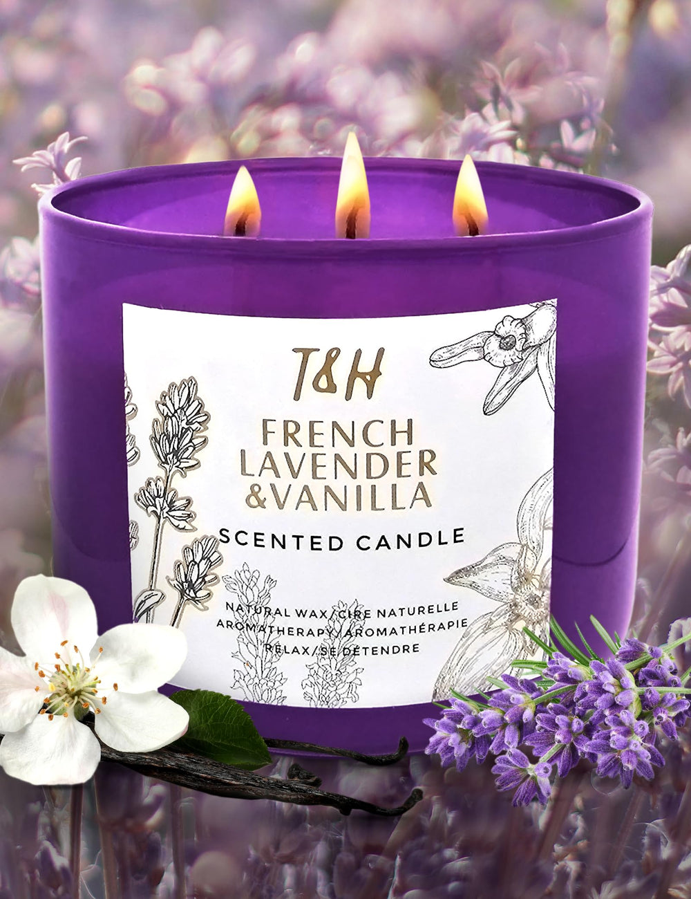 Notes of lavender, vanilla, jasmine, eucalyptus with amber and sandalwood.