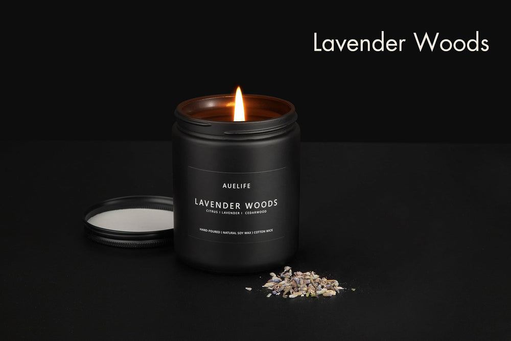 Close-up of the fragrance notes: lavender and wood