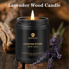 Lavender wood scented candle for home decor