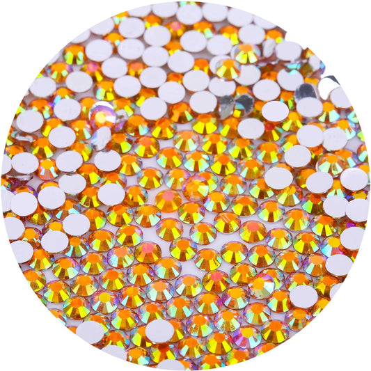 Laviyo 720pcs SS30 flatback rhinestones in orange AB for nails, crafts, and clothing embellishment.