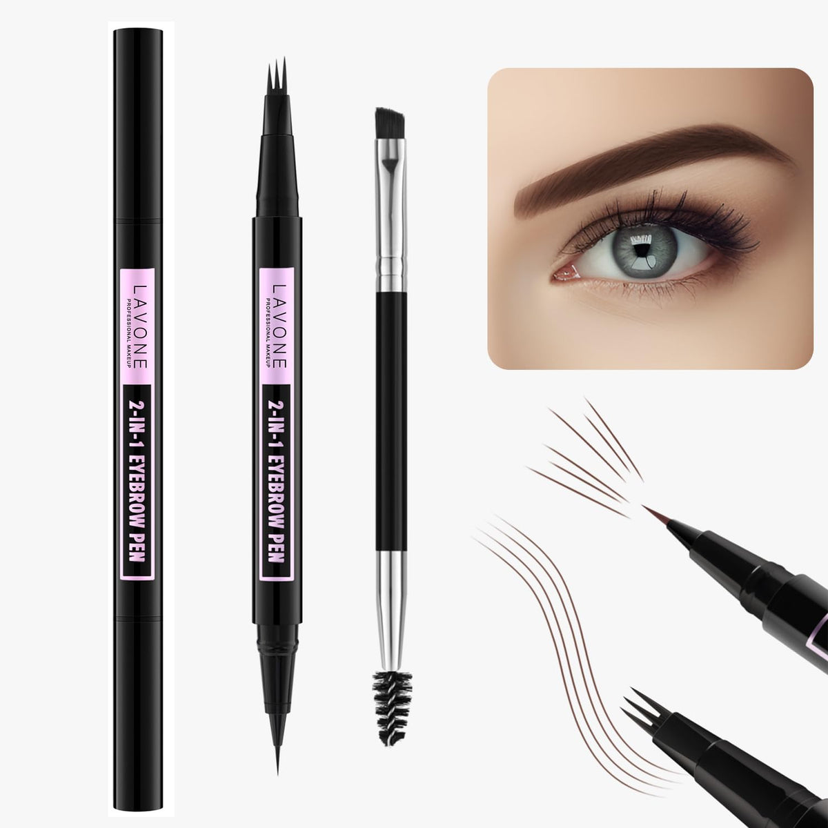 LAVONE Eyebrow Pen 3-tip microblade for natural, hair-like strokes