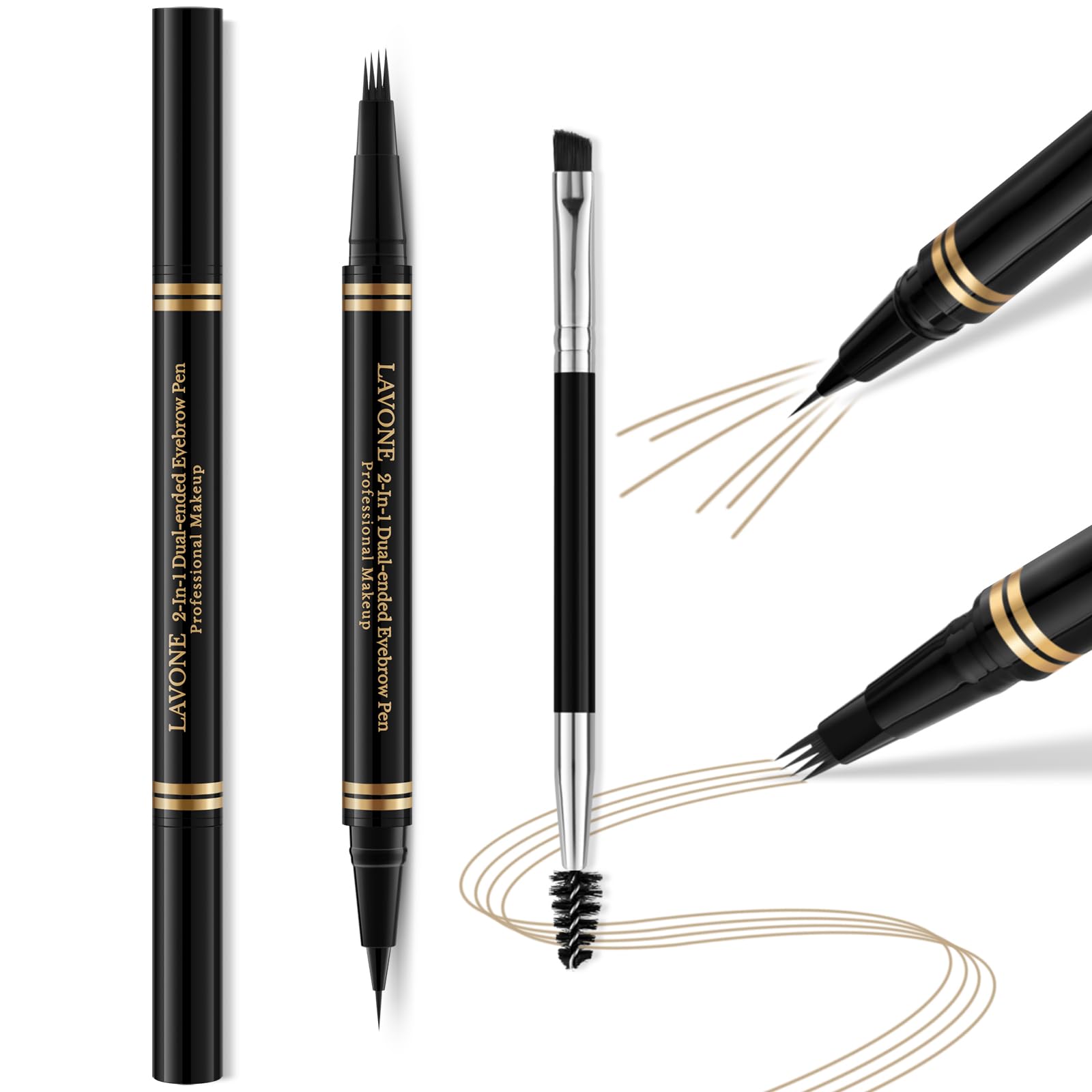 LAVONE 4-tip microblade eyebrow pen creates natural hair-like strokes.