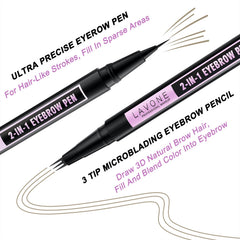 LAVONE eyebrow pen ultra-precise tip for filling sparse areas.