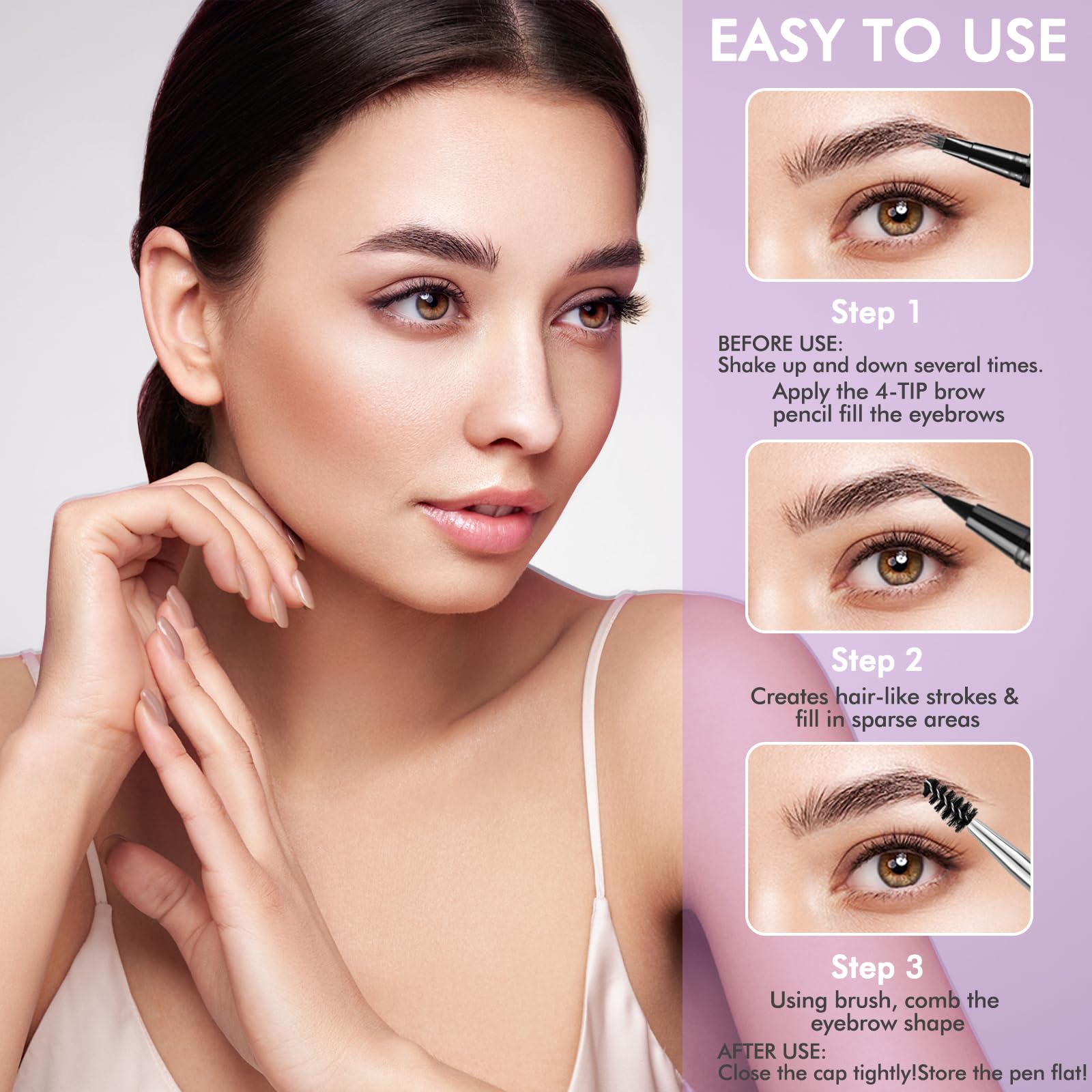 LAVONE brow kit fits easily in a makeup bag for travel.