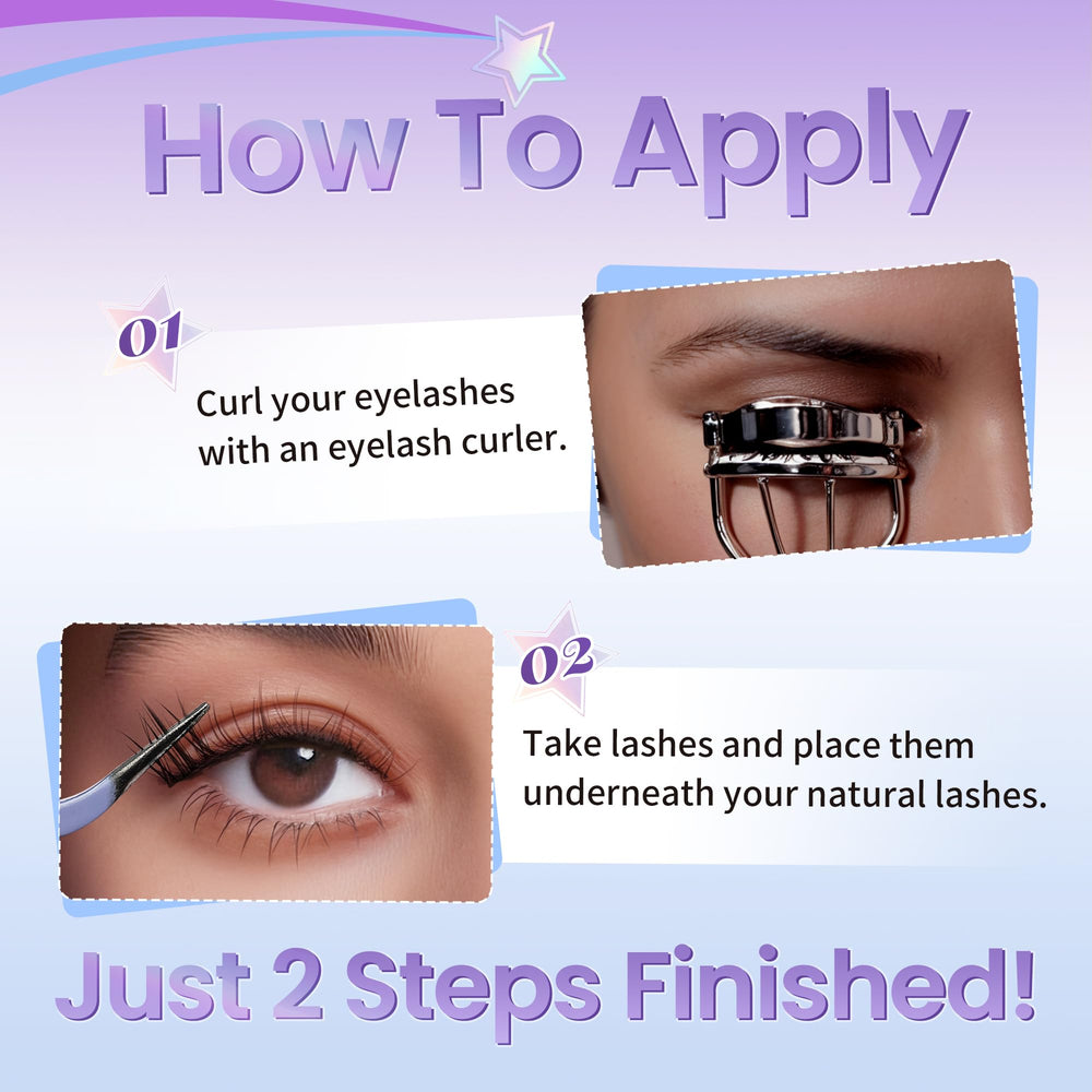 Press LAWINK clusters under natural lashes for a quick, natural enhancement.