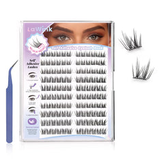 LAWINK self-adhesive lash clusters for quick, glue-free application.