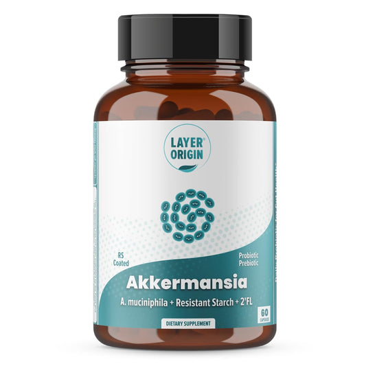 Layer Origin Akkermansia muciniphila Probiotic bottle label