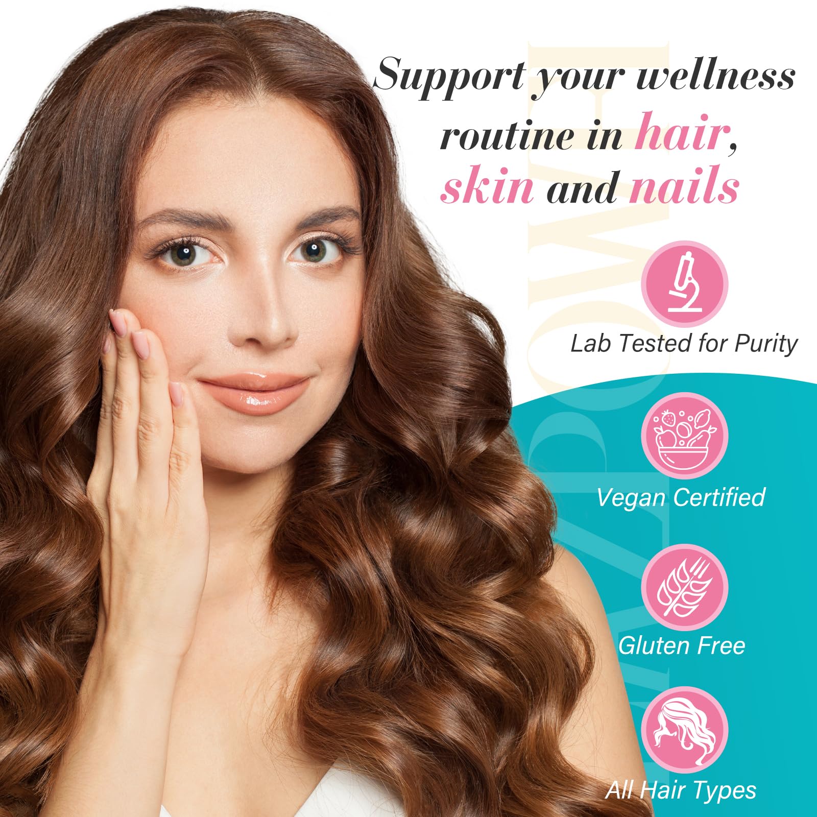 Lazpowfi Biotin Gummies on glass surface for convenient on-the-go use.