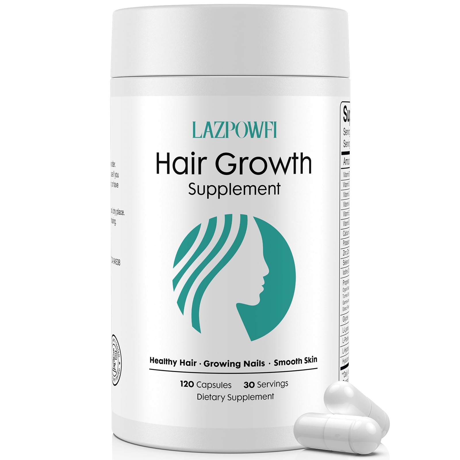 Lazpowfi Hair Growth Supplement bottle with label