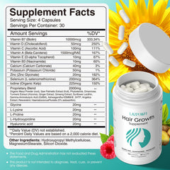 Close-up of Lazpowfi 30-in-1 ingredients including Biotin and vitamins