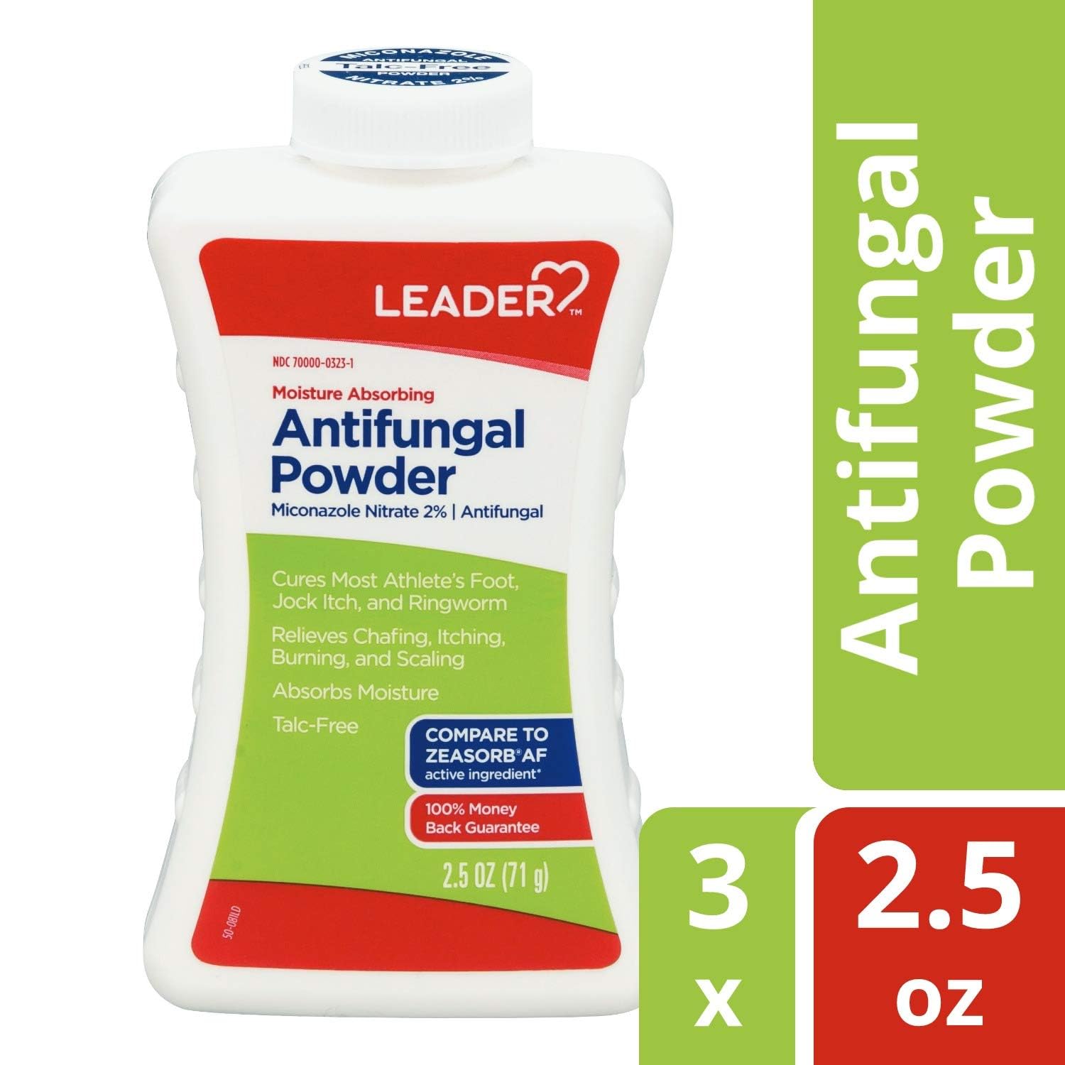 Leader Athlete's Foot AF Powder soothing irritated skin close-up.
