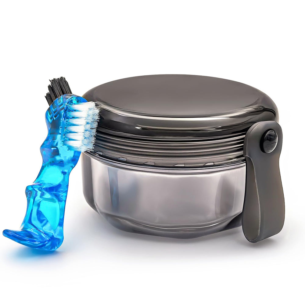 Leak-proof denture cups in transparent black