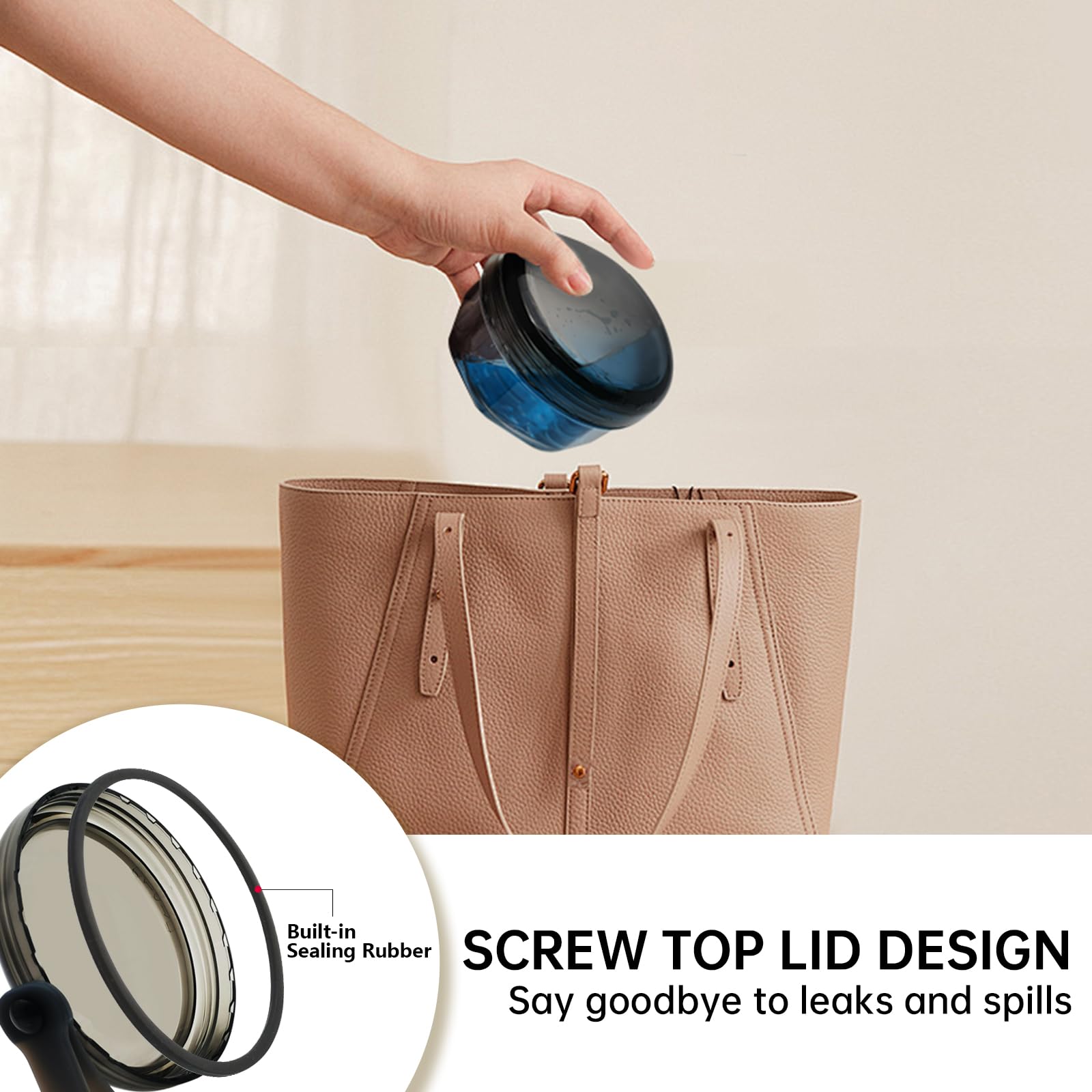 Screw-top lid with rubber gasket for waterproof seal