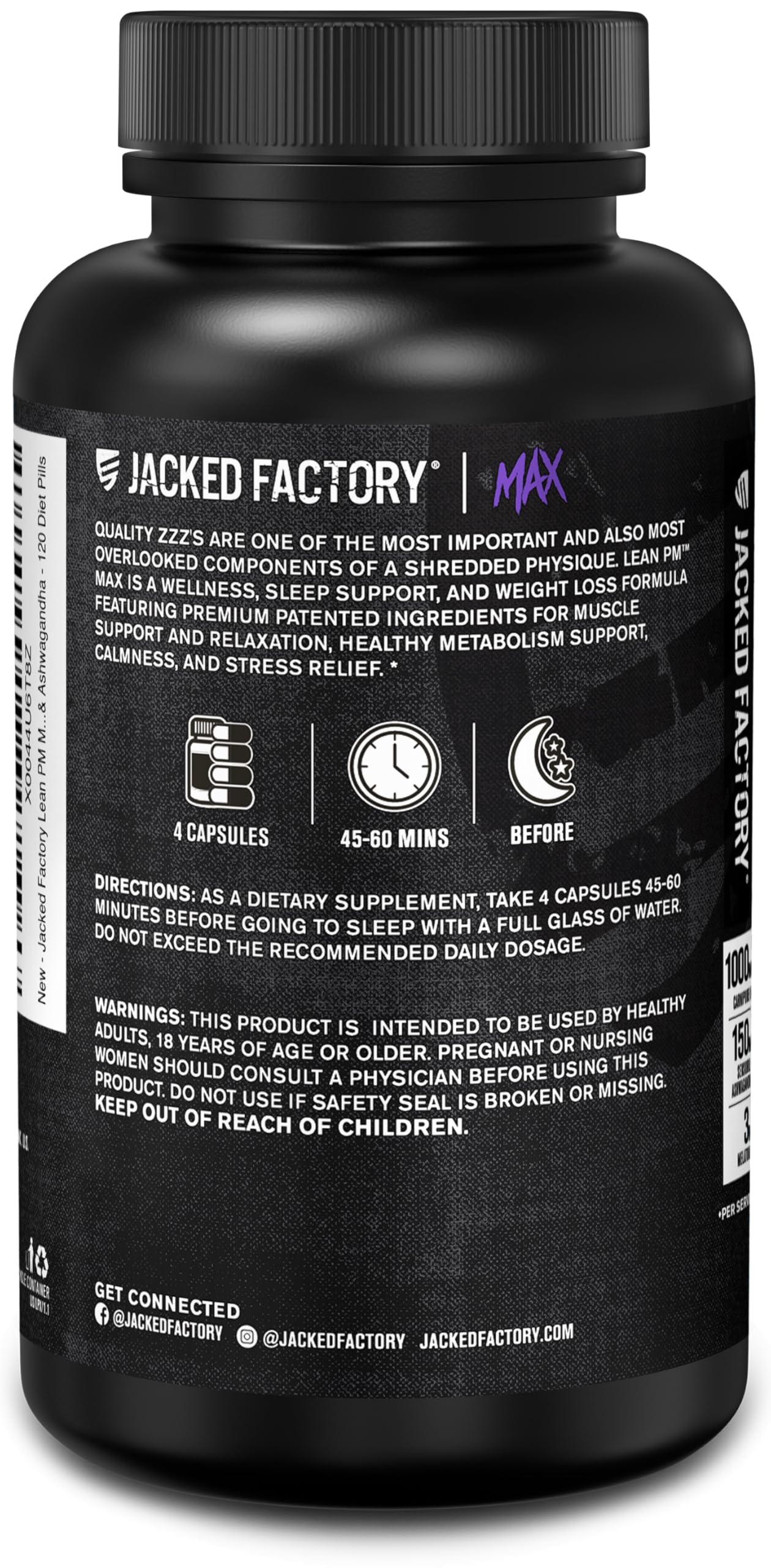 Lean PM Max bottle labeled 120 diet pills