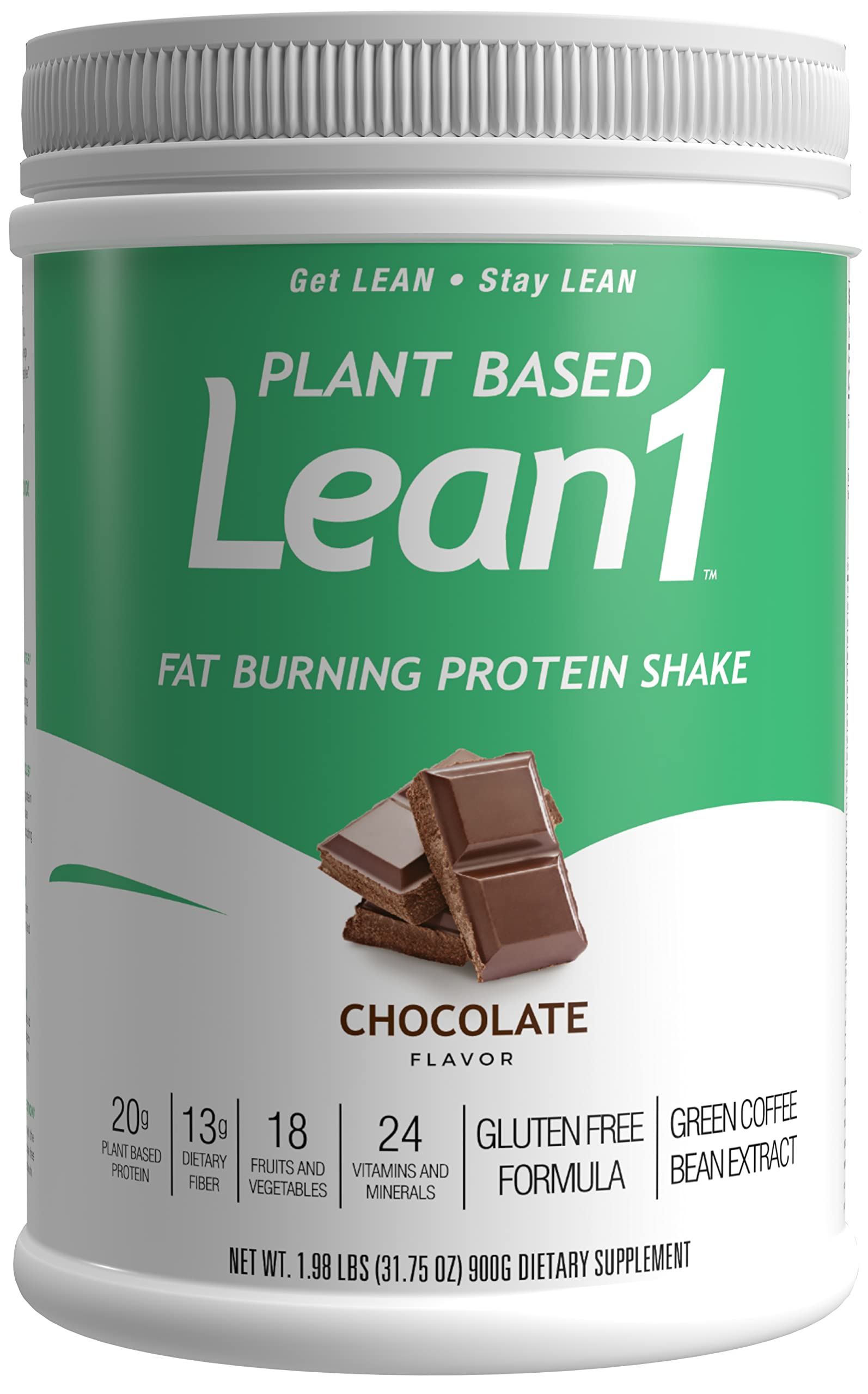Lean1 Chocolate Flavor Plant-Based Meal Replacement 15-Serving Tub – front