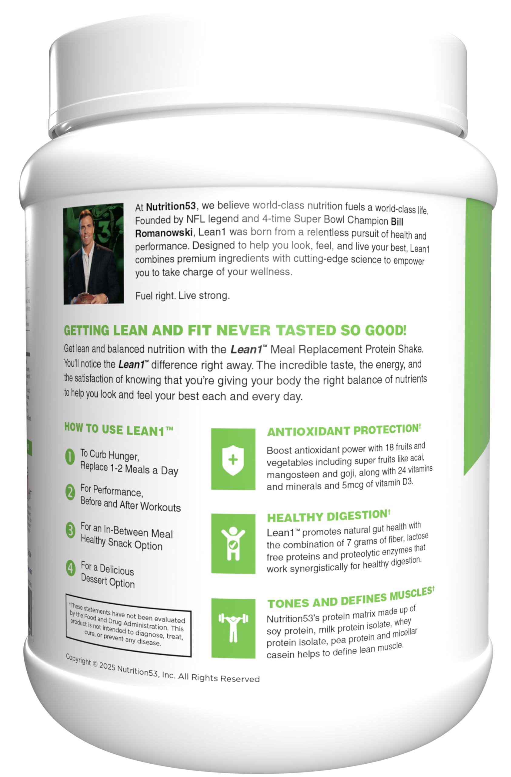 Digestive health features and protein matrix icons