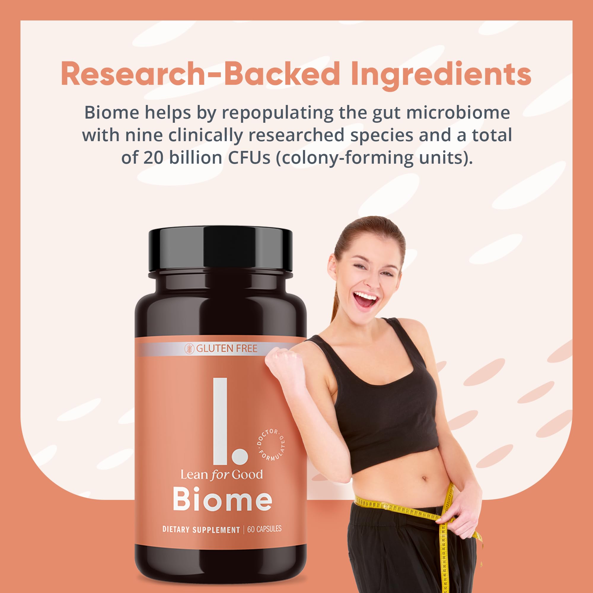 LEANFORGOOD Biome 60 capsules packaging and bottle, front view